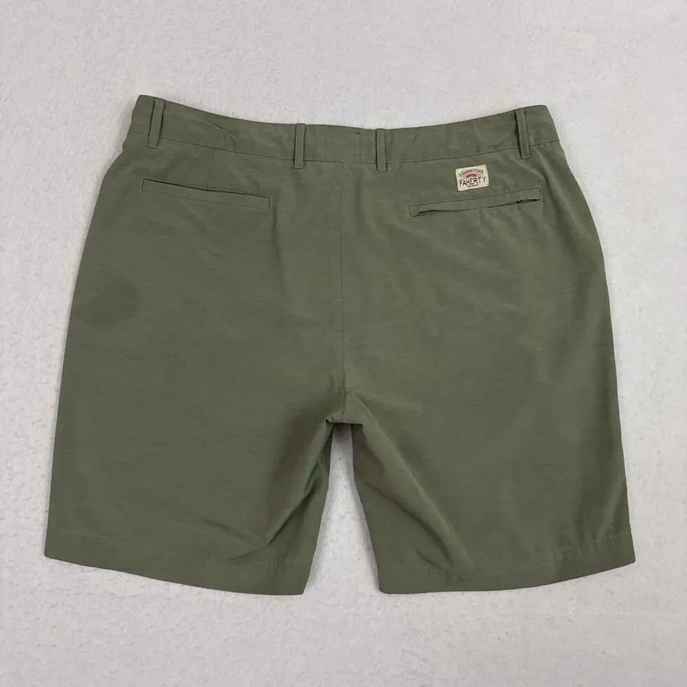 Faherty All Day Shorts Mens 36 Olive Green Hybrid Stretch Performance MSC0012